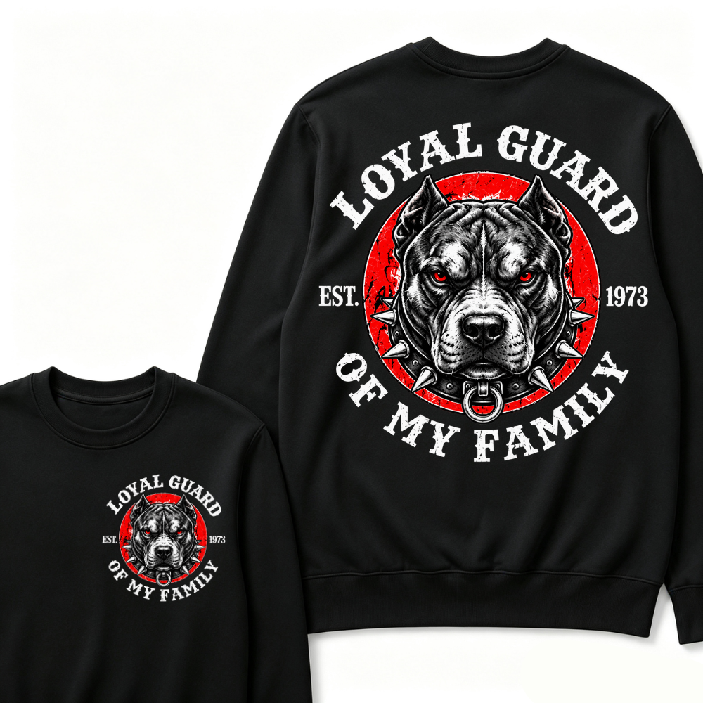 Custom Year Pitbull Loyal Guard Family Crewneck Sweatshirt