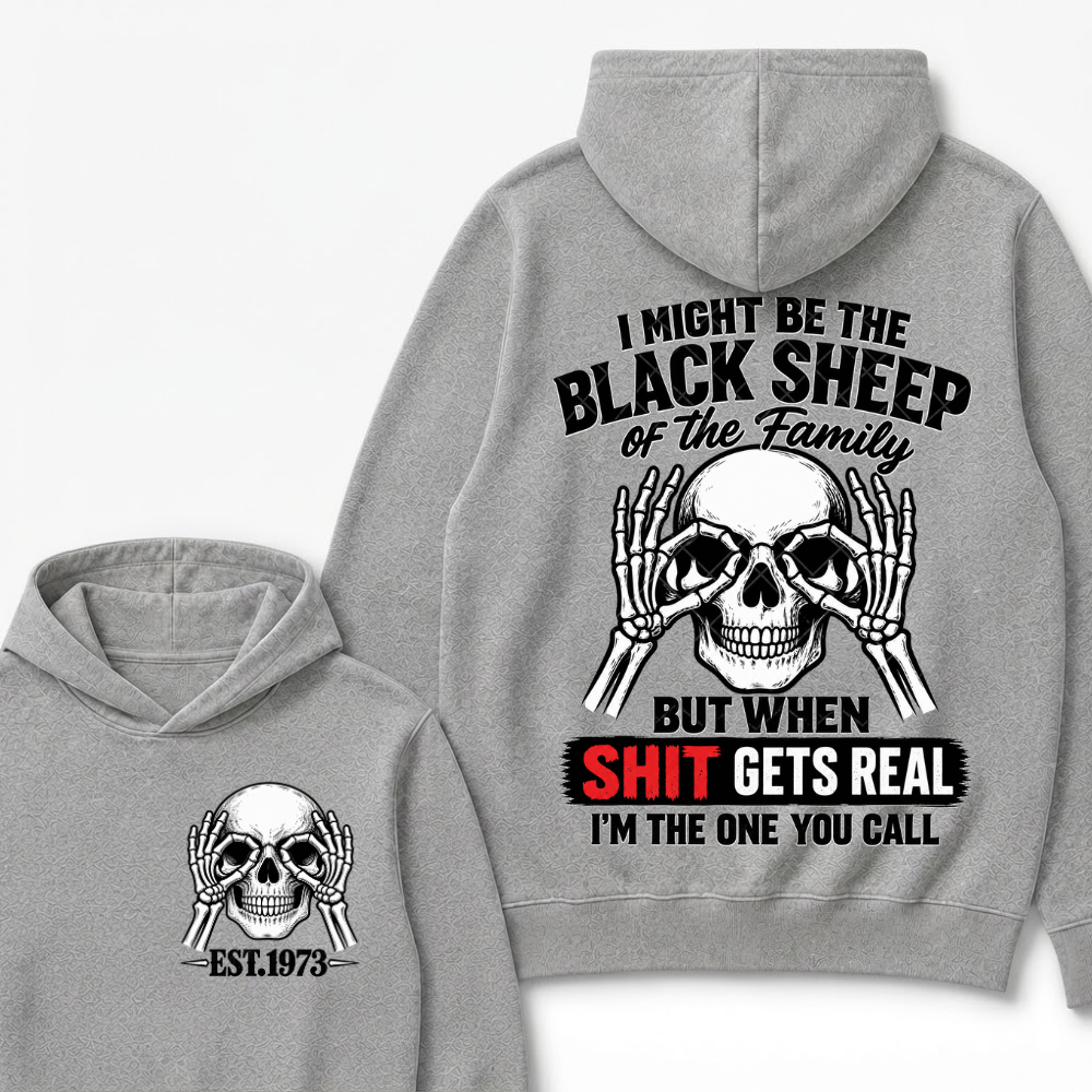 Custom Year Black Sheep Of The Family Hoodie | Double Sided Skeleton Skull Graphic Sweatshirt