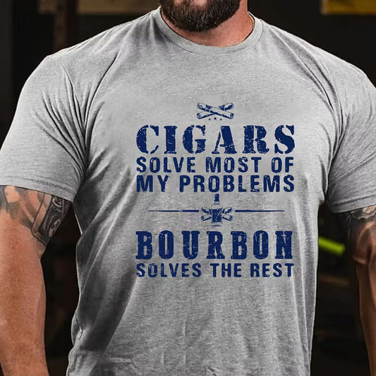 Cigars Solve Most Of My Problems Bourbon / Whiskey Does The Rest T-shirt