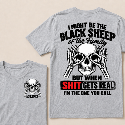 I Might Be The Black Sheep Of The Family Skull Skeleton Hands EST.Year T-Shirt, Funny Family Quote Graphic Tee