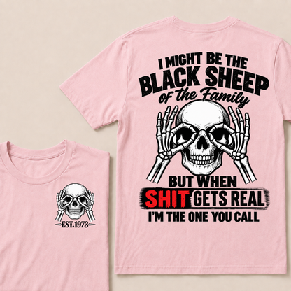 I Might Be The Black Sheep Of The Family Skull Skeleton Hands EST.Year T-Shirt, Funny Family Quote Graphic Tee