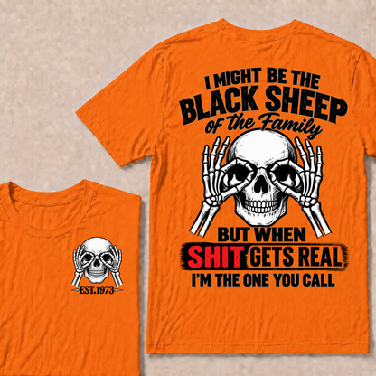 I Might Be The Black Sheep Of The Family Skull Skeleton Hands EST.Year T-Shirt, Funny Family Quote Graphic Tee