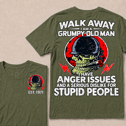Custom EST Year Grumpy Old Man Anger Issues Skull Tee
