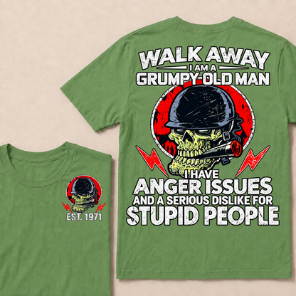 Custom EST Year Grumpy Old Man Anger Issues Skull Tee