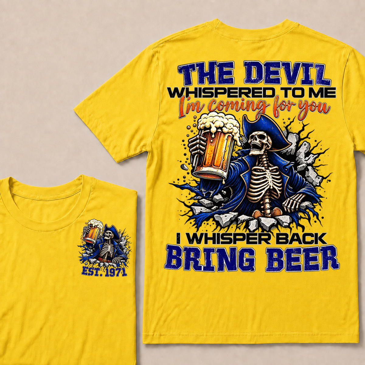 Custom EST Year Pirate Skeleton Bring Beer Graphic Tee