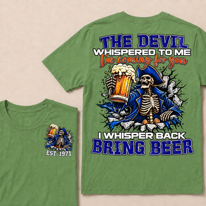 Custom EST Year Pirate Skeleton Bring Beer Graphic Tee