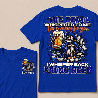 Custom EST Year Pirate Skeleton Bring Beer Graphic Tee