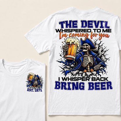 Custom EST Year Pirate Skeleton Bring Beer Graphic Tee