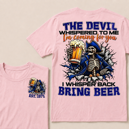 Custom EST Year Pirate Skeleton Bring Beer Graphic Tee