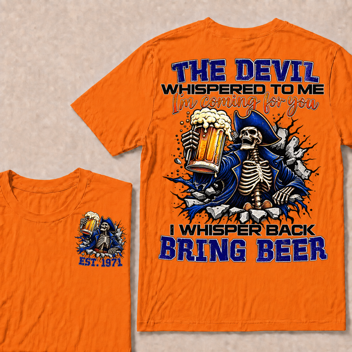 Custom EST Year Pirate Skeleton Bring Beer Graphic Tee