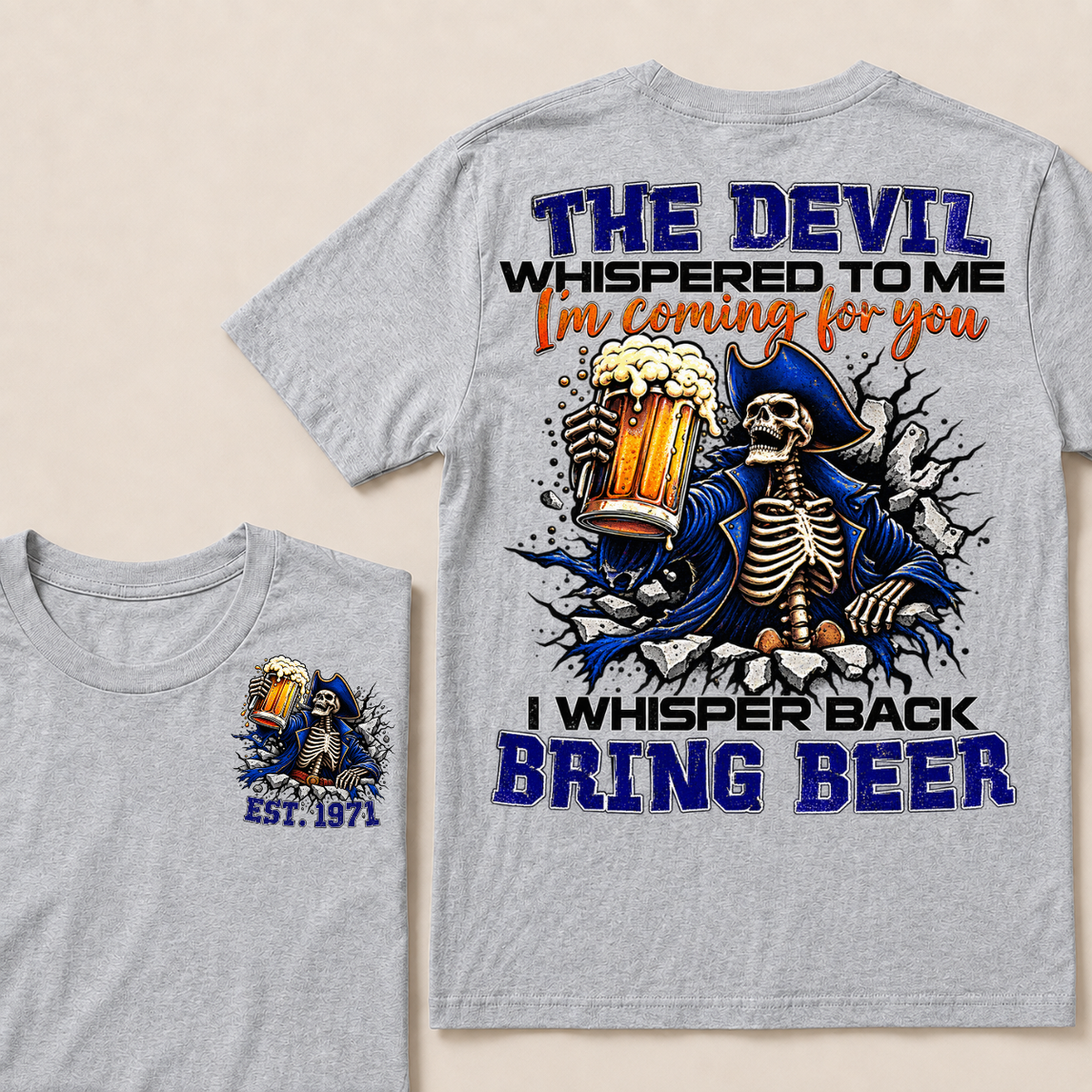 Custom EST Year Pirate Skeleton Bring Beer Graphic Tee