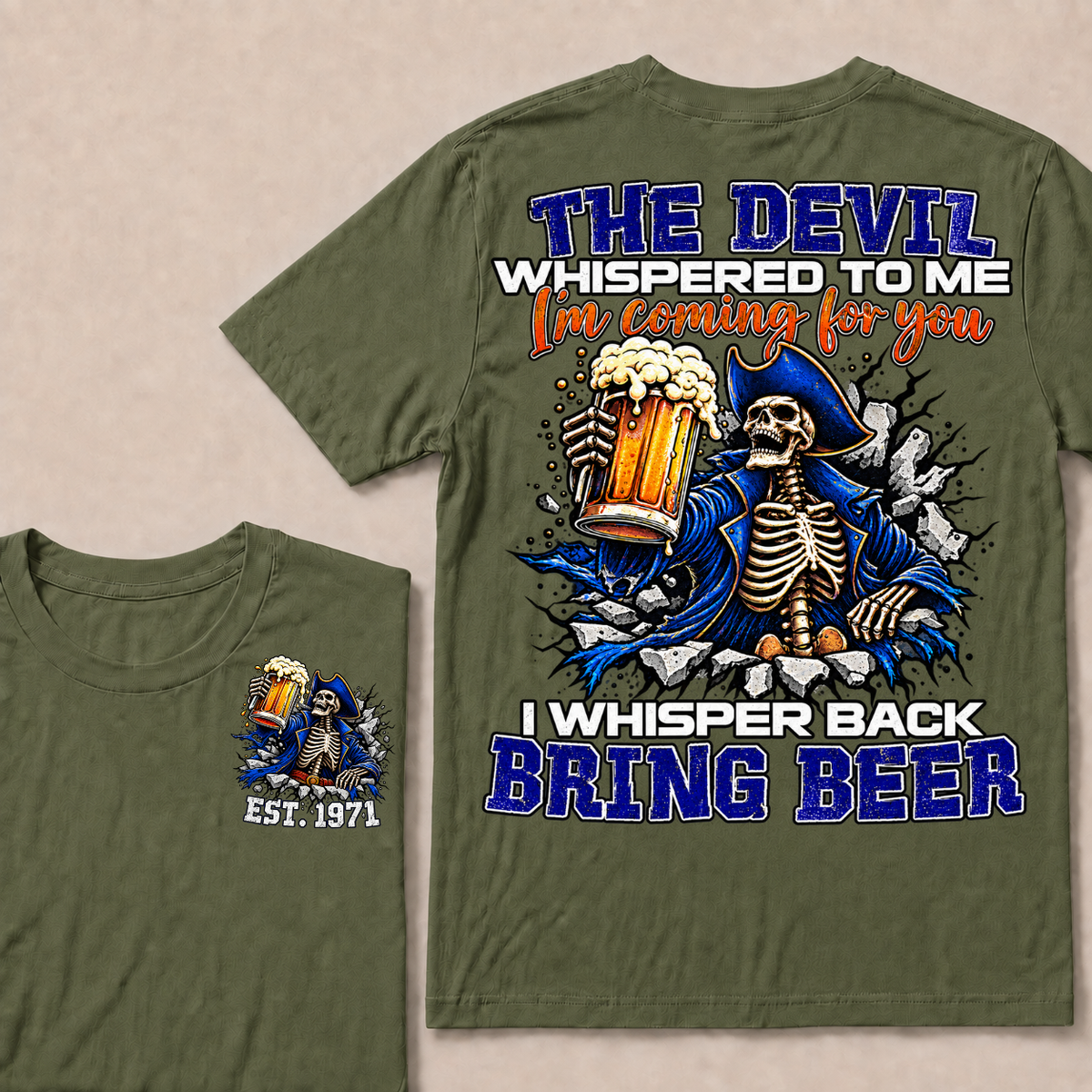 Custom EST Year Pirate Skeleton Bring Beer Graphic Tee