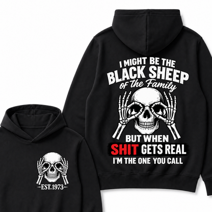 Custom Year Black Sheep Of The Family Hoodie | Double Sided Skeleton Skull Graphic Sweatshirt