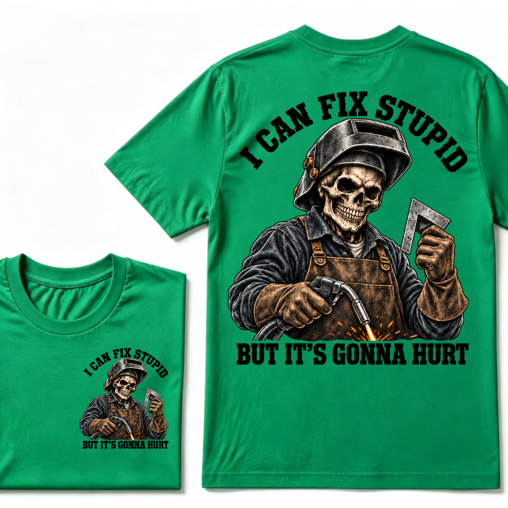 I Can Fix Trouble But It's Gonna Hurt Skeleton Welder Graphic T-Shirt