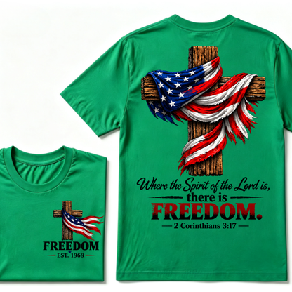 Custom EST Year Freedom Patriotic Cross Christian Tee