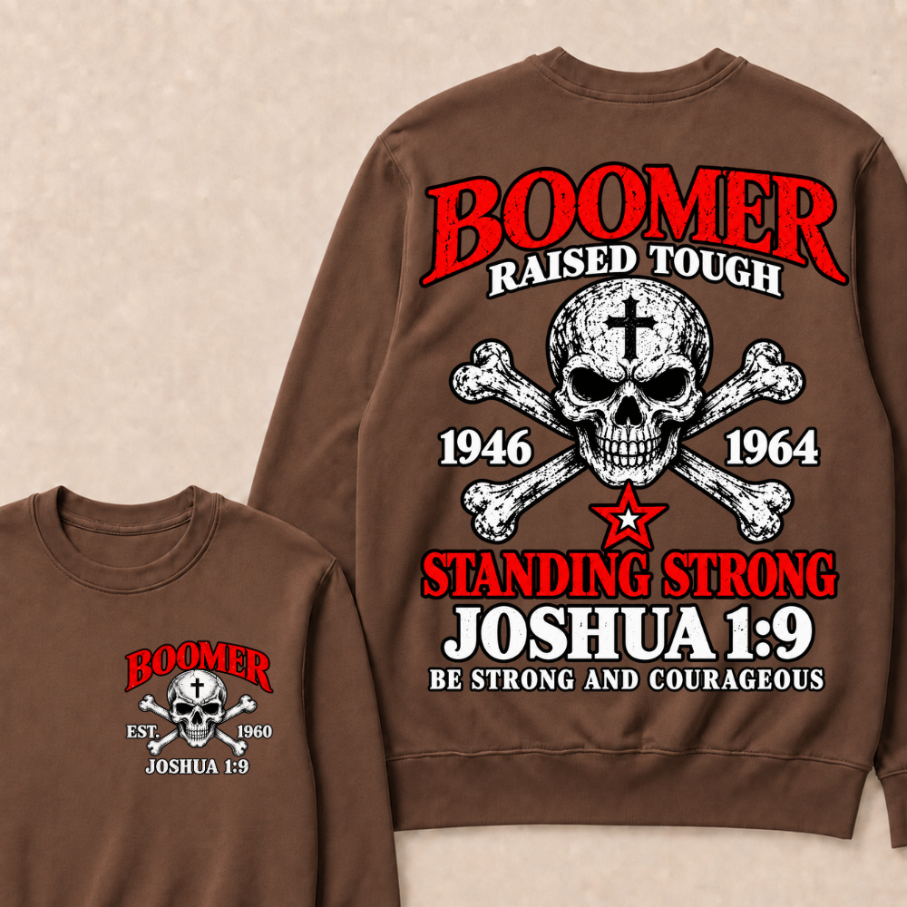 Custom EST Year Boomer Skull Faith Crewneck Sweatshirt