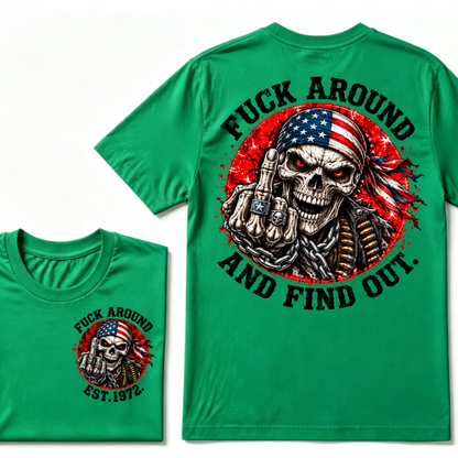 Custom EST Year Mess Around And Find Out Patriotic Skull Tee
