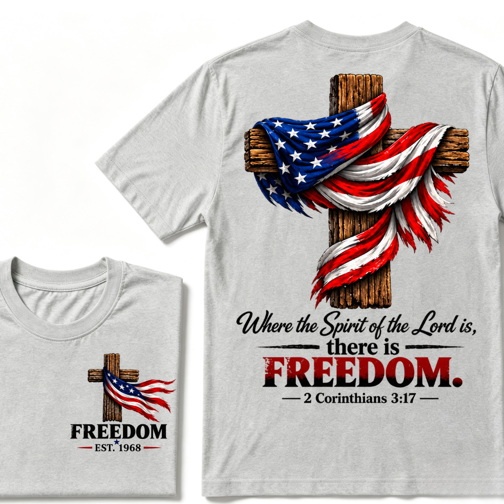Custom EST Year Freedom Patriotic Cross Christian Tee