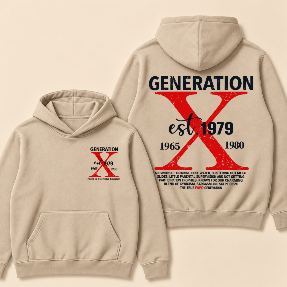 Custom Year Generation X Definition Hoodie | Gen X Survivor Red X Double Sided Print Hooded