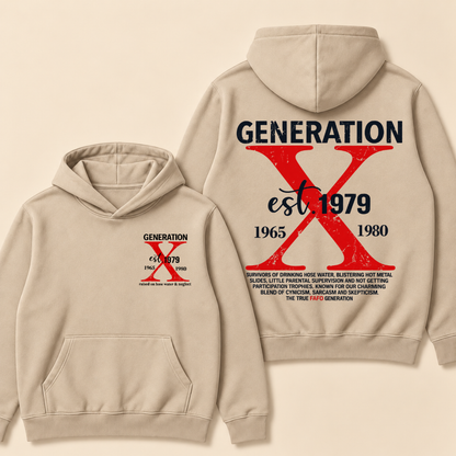 Custom Year Generation X Definition Hoodie | Gen X Survivor Red X Double Sided Print Hooded