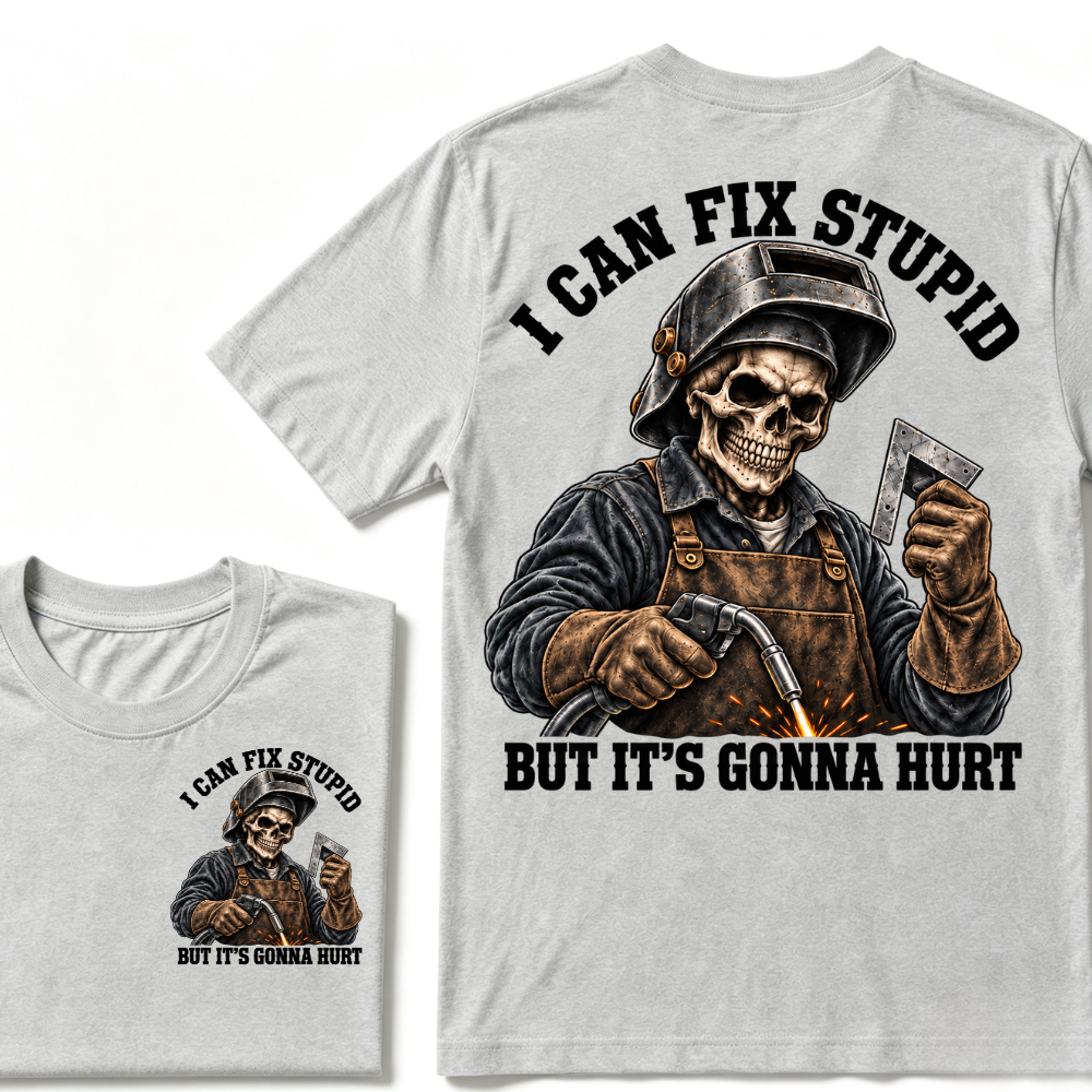 I Can Fix Trouble But It's Gonna Hurt Skeleton Welder Graphic T-Shirt