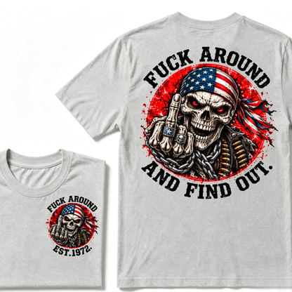Custom EST Year Mess Around And Find Out Patriotic Skull Tee