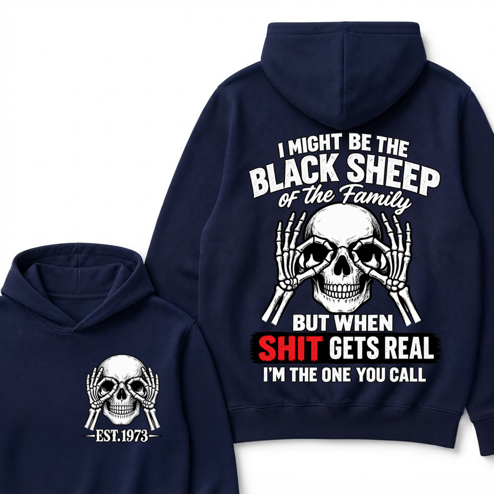 Custom Year Black Sheep Of The Family Hoodie | Double Sided Skeleton Skull Graphic Sweatshirt