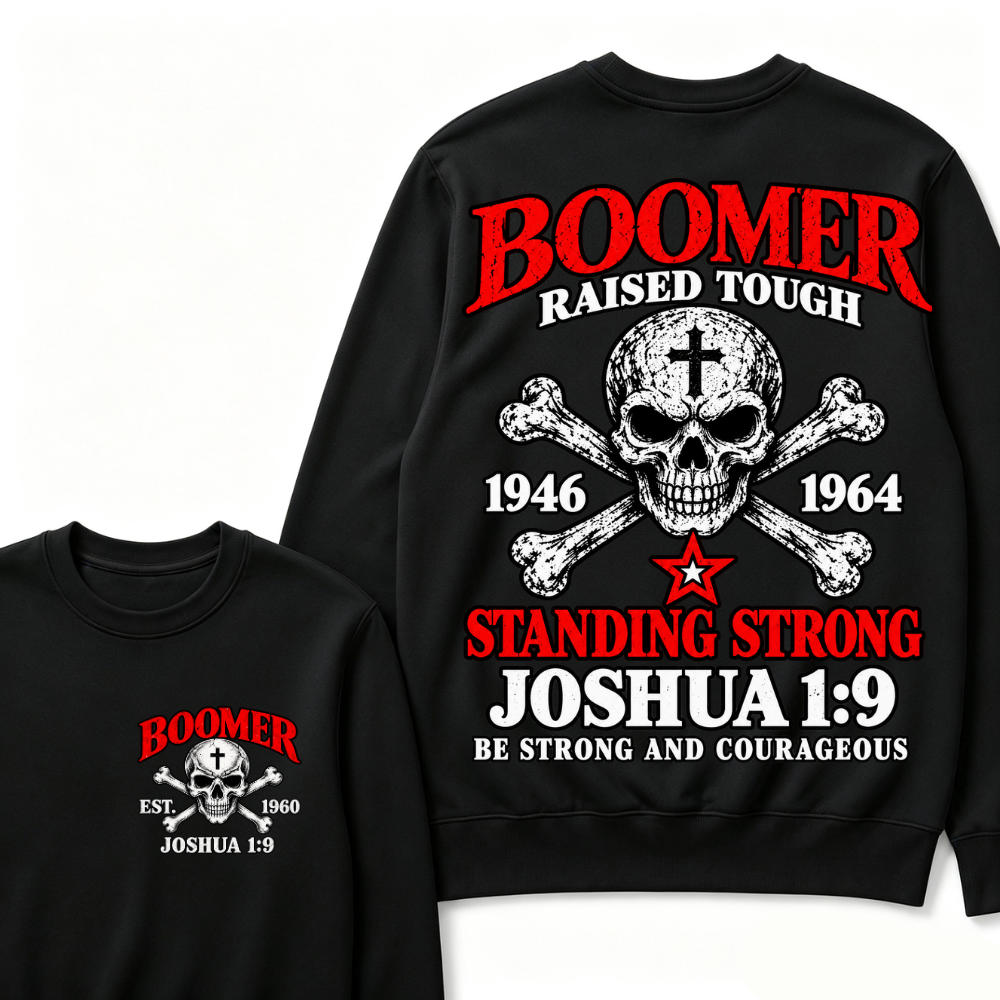 Custom EST Year Boomer Skull Faith Crewneck Sweatshirt