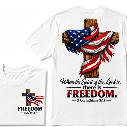 Custom EST Year Freedom Patriotic Cross Christian Tee