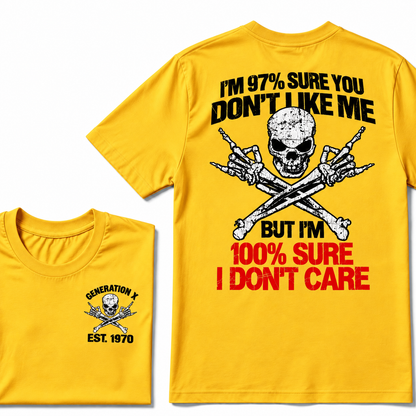 Custom EST Year Gen X Skull Tee I'm 97% Sure You Don't Like Me I Don't Care Double Sided Print T-Shirt