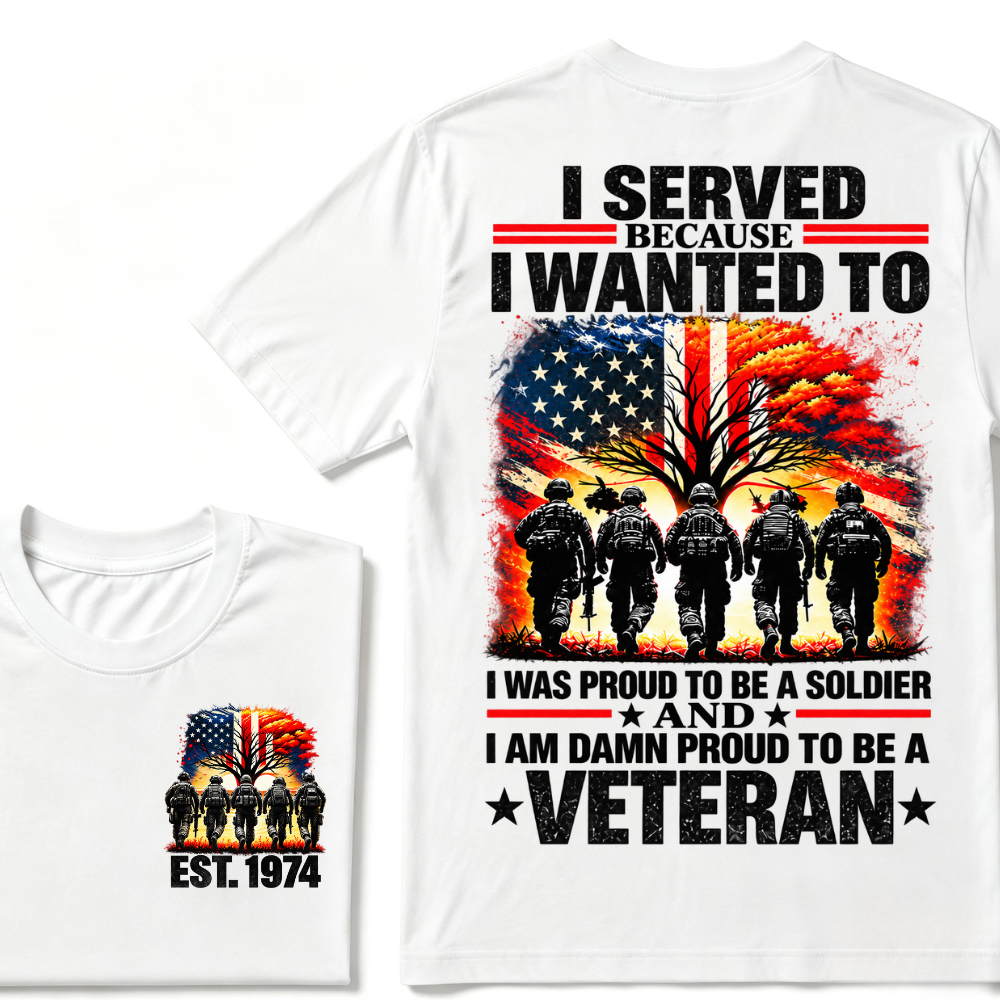 Custom EST Year Proud Veteran Soldier Graphic Tee