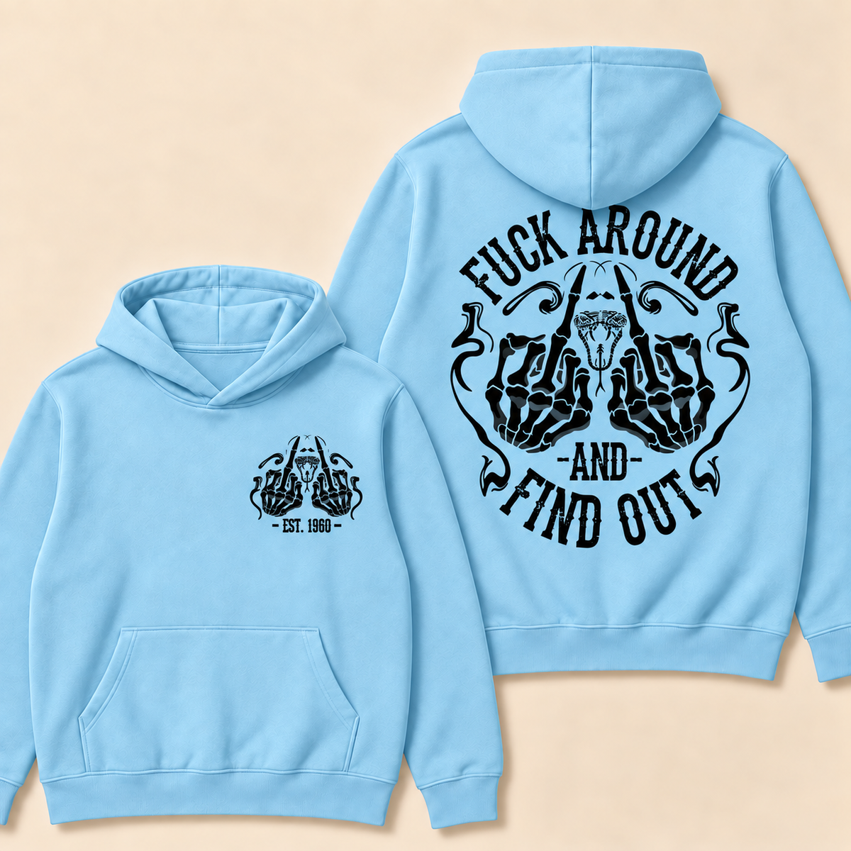 Custom EST.Year Fuck Around And Find Out Print Hoodie