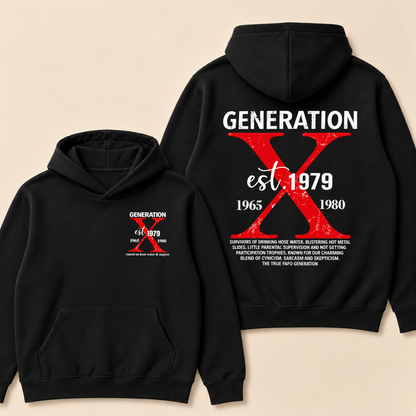 Custom Year Generation X Definition Hoodie | Gen X Survivor Red X Double Sided Print Hooded