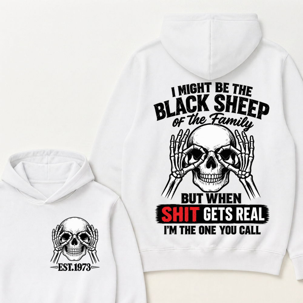 Custom Year Black Sheep Of The Family Hoodie | Double Sided Skeleton Skull Graphic Sweatshirt