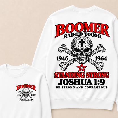 Custom EST Year Boomer Skull Faith Crewneck Sweatshirt