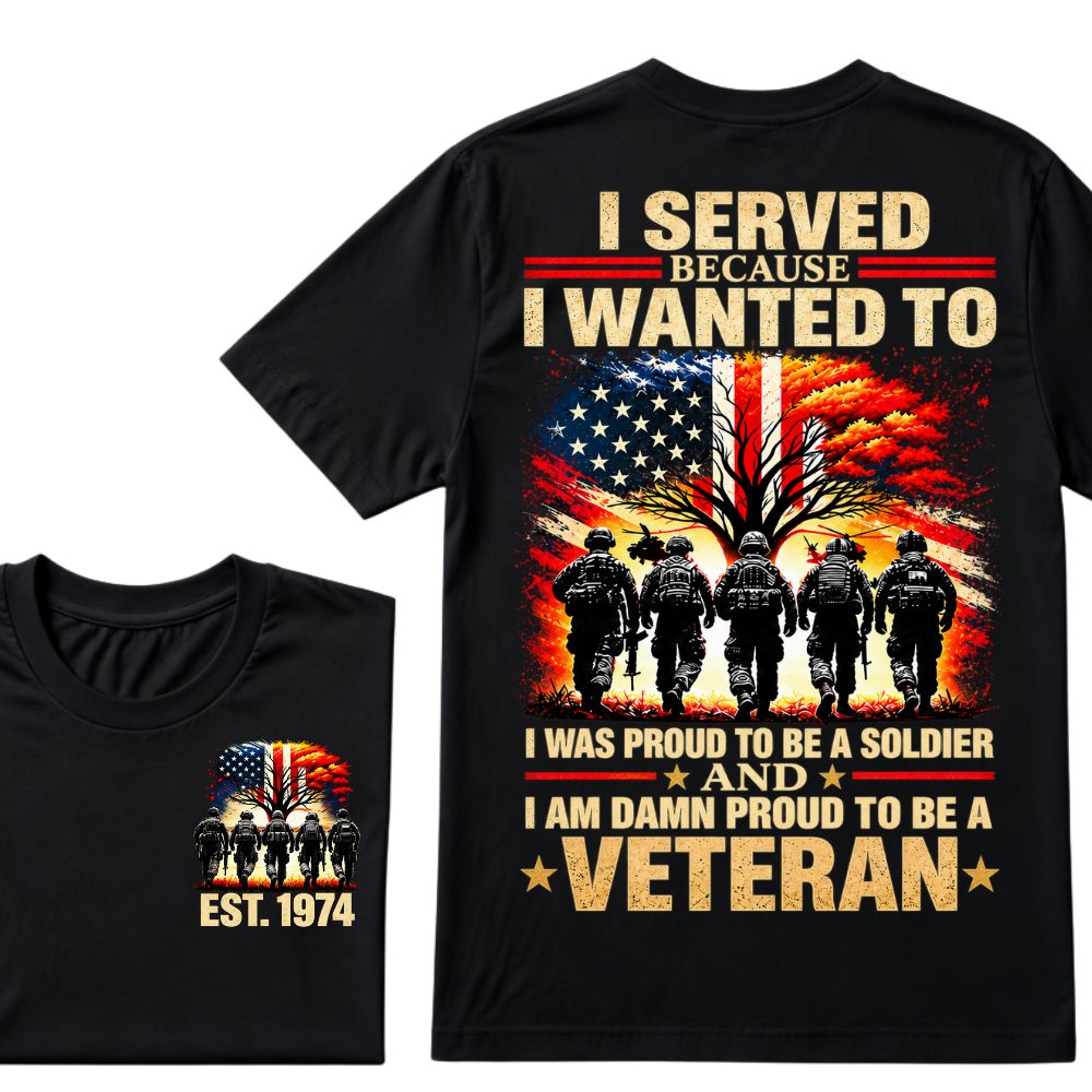 Custom EST Year Proud Veteran Soldier Graphic Tee