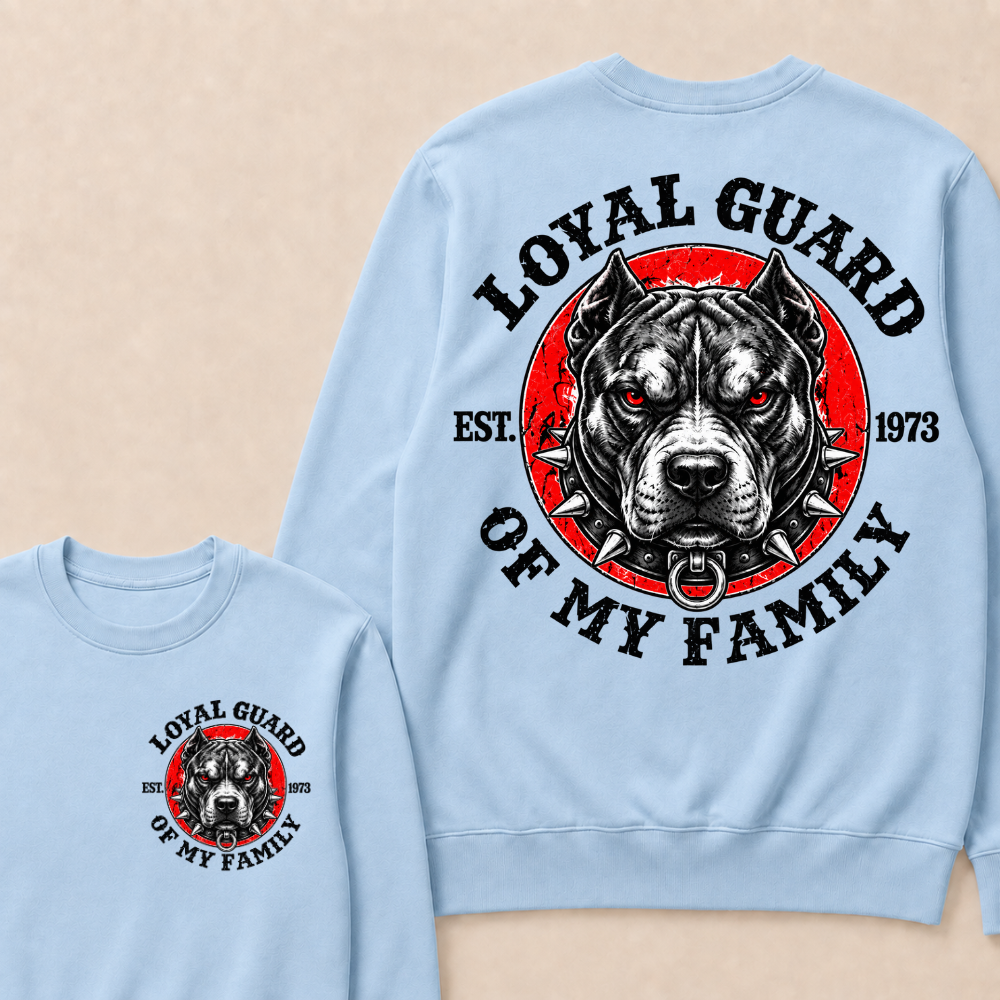 Custom Year Pitbull Loyal Guard Family Crewneck Sweatshirt