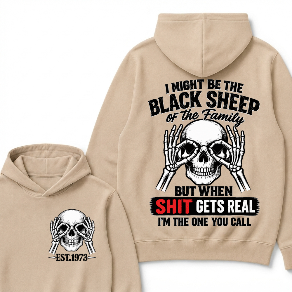Custom Year Black Sheep Of The Family Hoodie | Double Sided Skeleton Skull Graphic Sweatshirt
