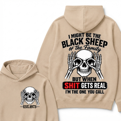 Custom Year Black Sheep Of The Family Hoodie | Double Sided Skeleton Skull Graphic Sweatshirt