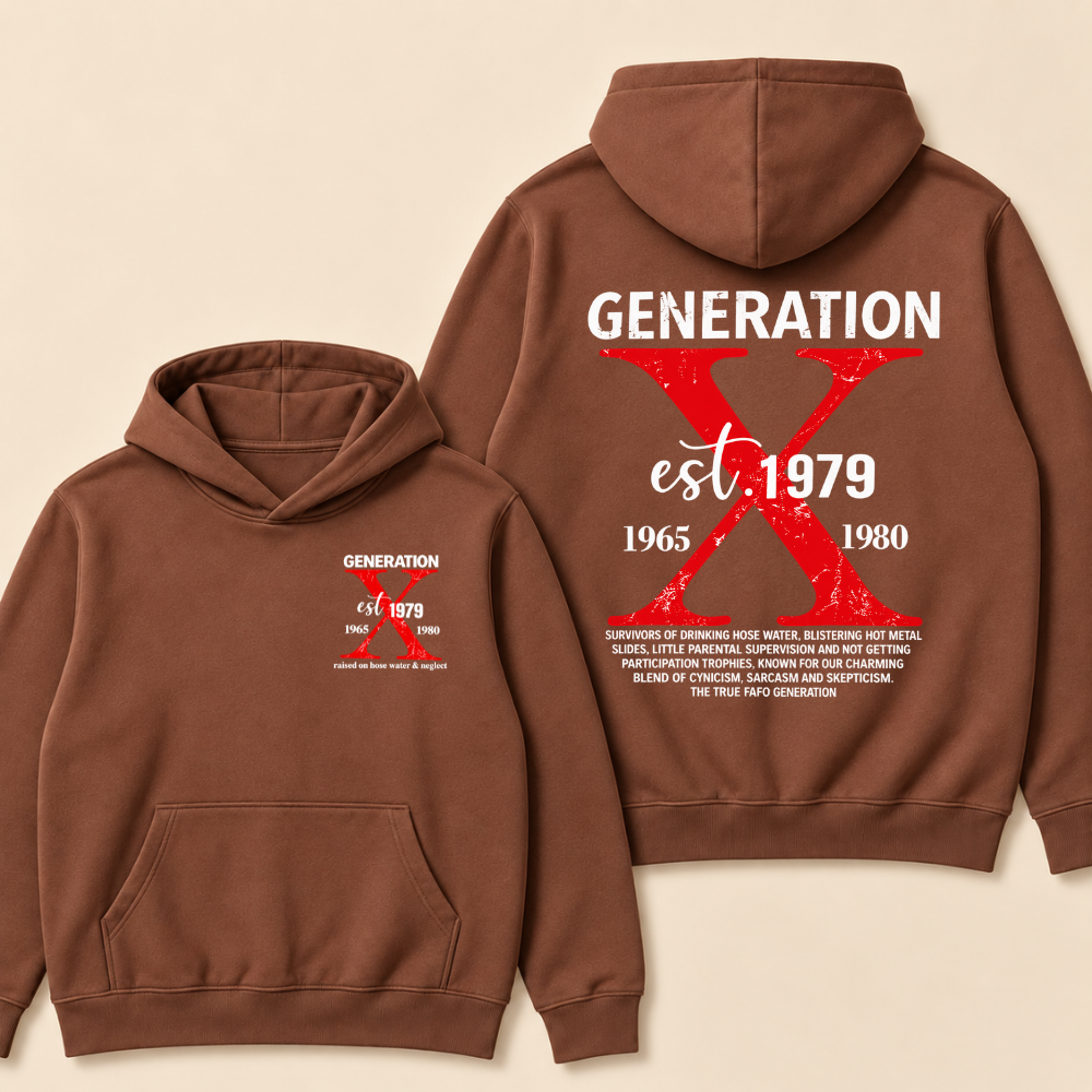 Custom Year Generation X Definition Hoodie | Gen X Survivor Red X Double Sided Print Hooded