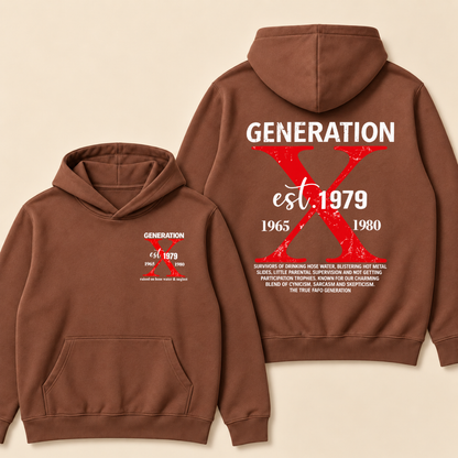 Custom Year Generation X Definition Hoodie | Gen X Survivor Red X Double Sided Print Hooded