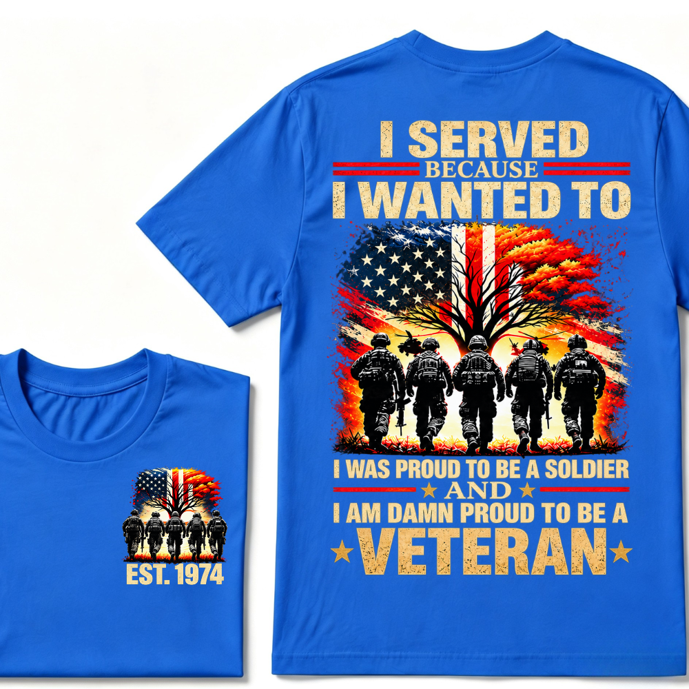 Custom EST Year Proud Veteran Soldier Graphic Tee