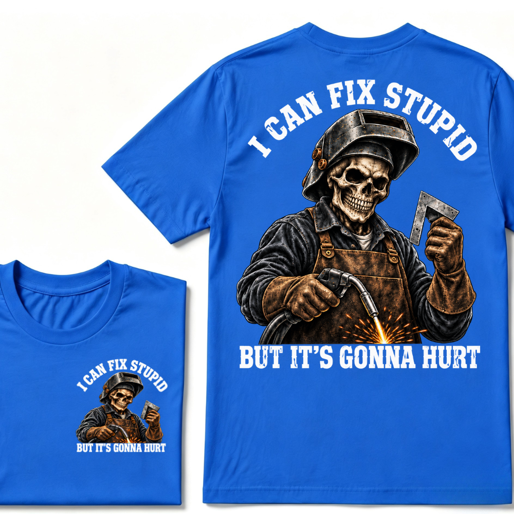 I Can Fix Trouble But It's Gonna Hurt Skeleton Welder Graphic T-Shirt
