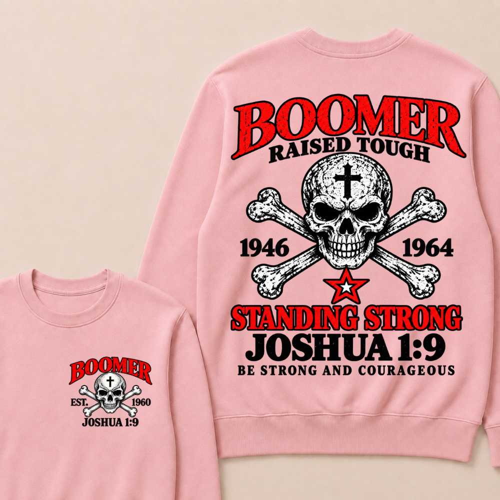 Custom EST Year Boomer Skull Faith Crewneck Sweatshirt
