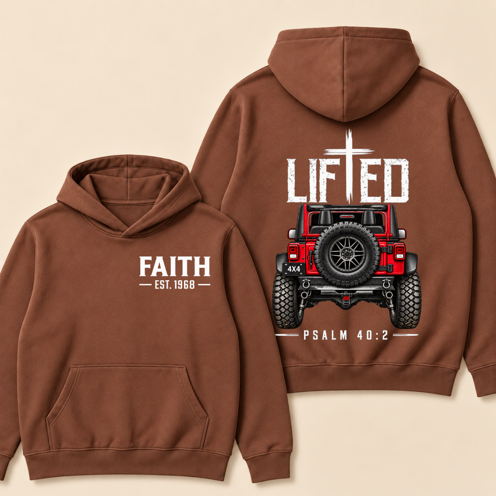 Lifted Faith 4x4 Jeep Hoodie | Custom Est Year Christian Off-Road Hoodie