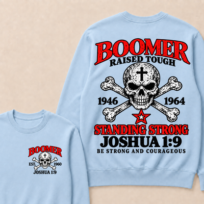 Custom EST Year Boomer Skull Faith Crewneck Sweatshirt