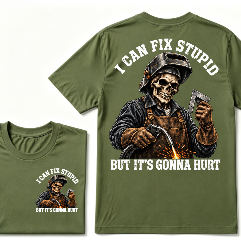I Can Fix Trouble But It's Gonna Hurt Skeleton Welder Graphic T-Shirt