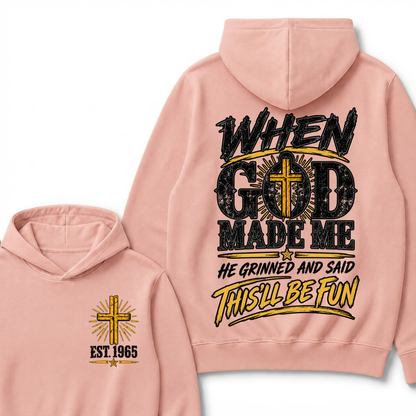 Custom Year Faith Cross Hoodie | Double Sided When God Made Me Graphic Sweatshirt