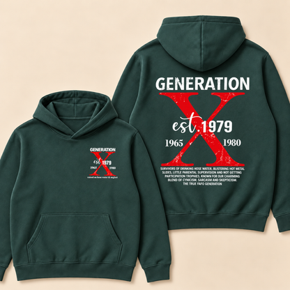 Custom Year Generation X Definition Hoodie | Gen X Survivor Red X Double Sided Print Hooded