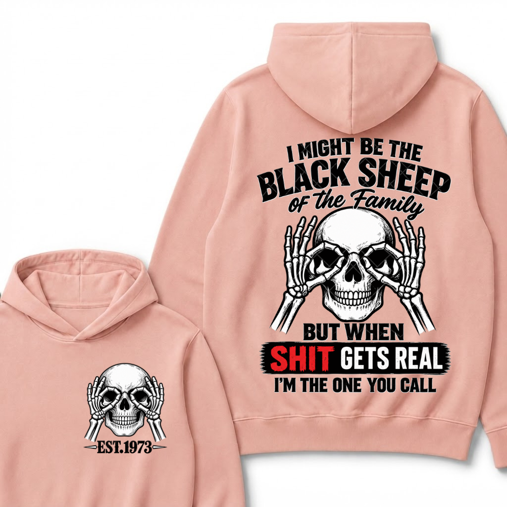 Custom Year Black Sheep Of The Family Hoodie | Double Sided Skeleton Skull Graphic Sweatshirt